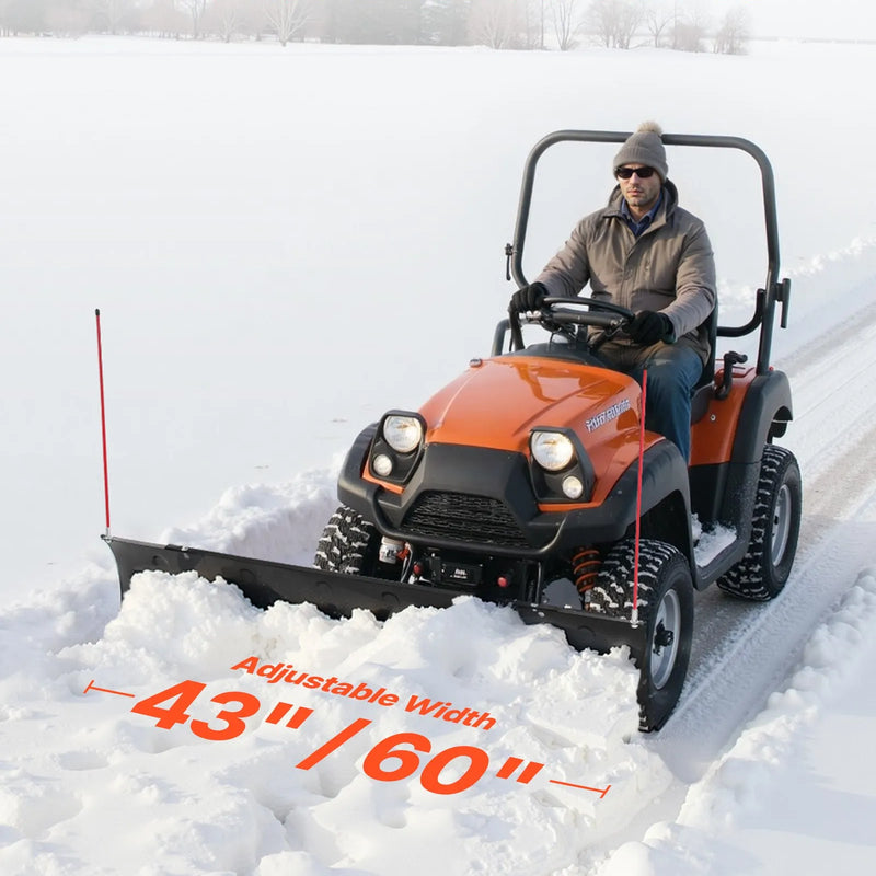 Sniega lāpsta, regulējama platuma 109/152 cm, universāls uzstādāms komplekts ar gumijas aizsargu, smagā tērauda asmens, piemērots lielākajai daļai UTV un ATV