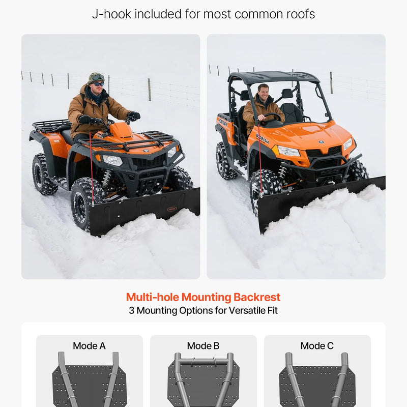 Sniega lāpsta, regulējama platuma 109/152 cm, universāls uzstādāms komplekts ar gumijas aizsargu, smagā tērauda asmens, piemērots lielākajai daļai UTV un ATV