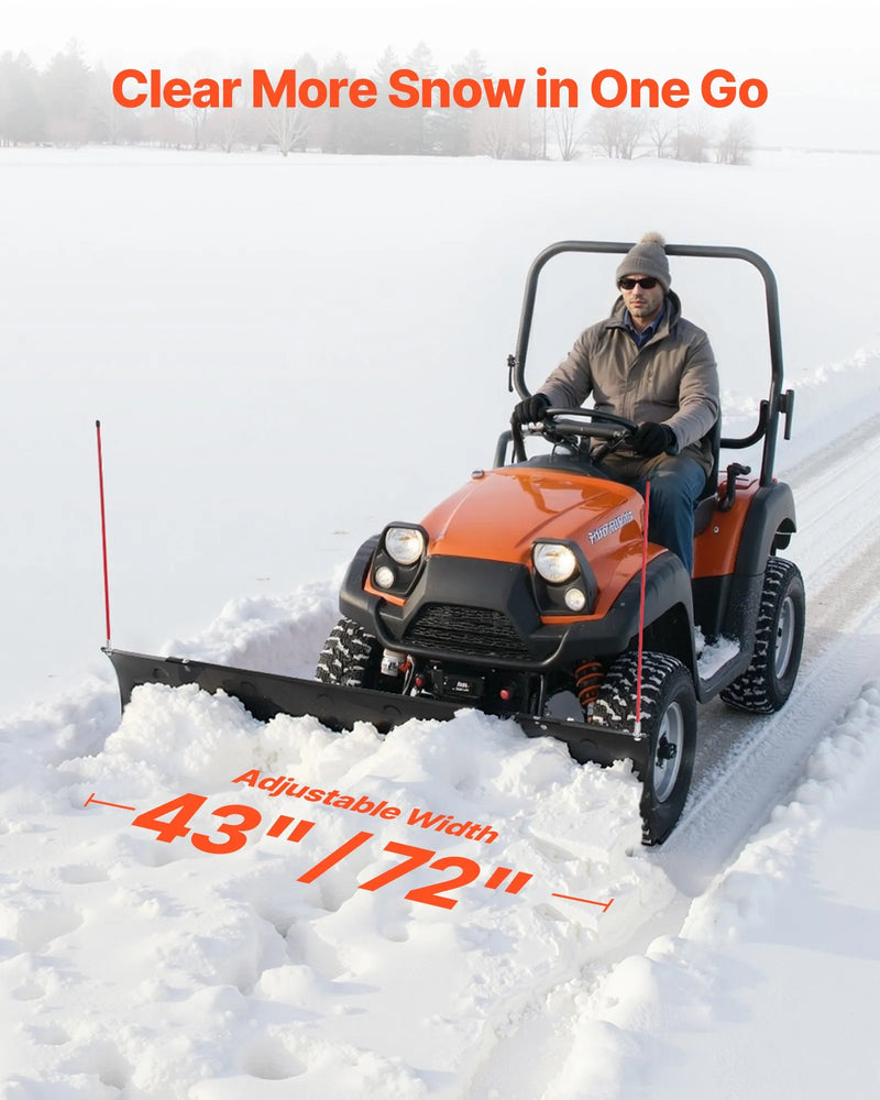 Sniega lāpsta 109/183 cm regulējama, ātri noņemama, universāls stiprinājums ar gumijas aizsargmalām, tērauda asmens, piemērota lielākajai daļai UTV un ATV