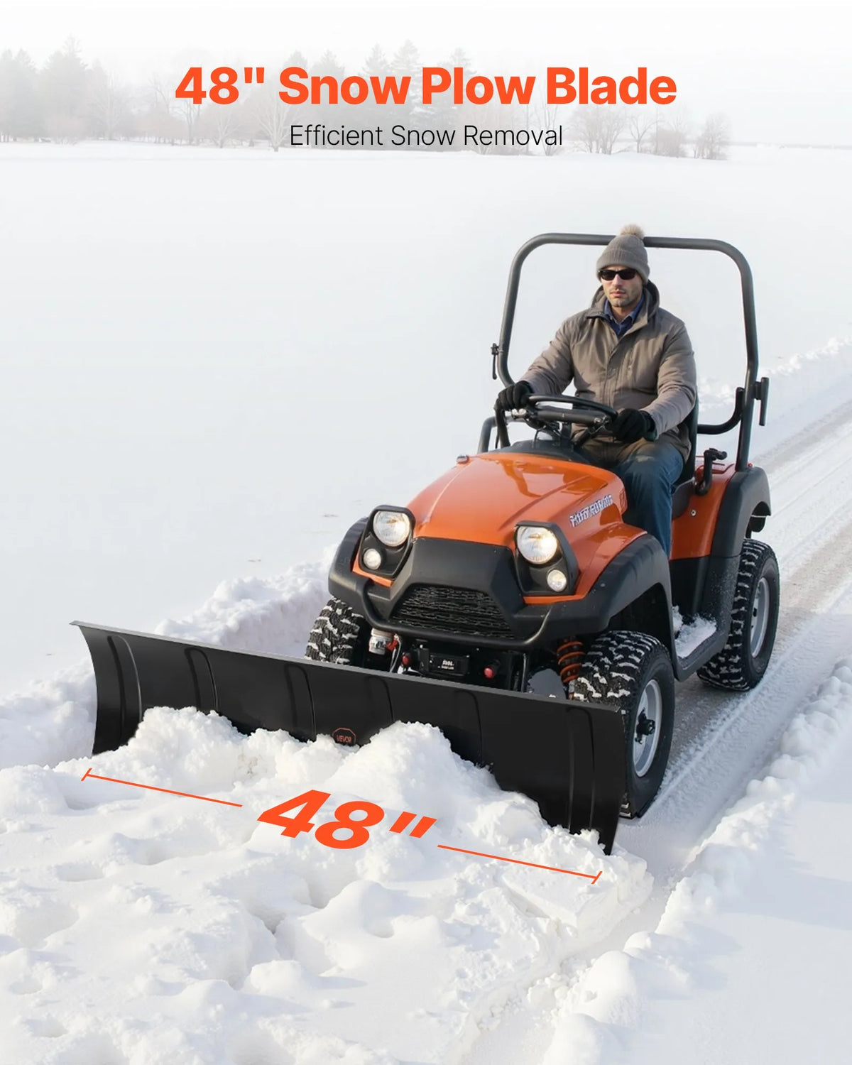 Sniega lāpstas komplekts, universāls 122 cm uzstādāms aprīkojums ar augstuma un sānu regulēšanu, ātri noņemams, tērauda ATV lāpstas asmens, 3 stiprināšanas iespējas, efektīva sniega tīrīšana, piemērots lielākajai daļai ATV un UTV
