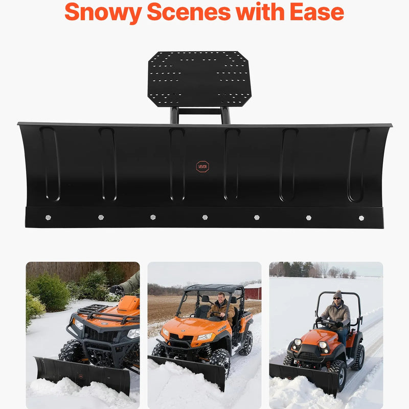 Sniega lāpstas komplekts, universāls 122 cm uzstādāms aprīkojums ar augstuma un sānu regulēšanu, ātri noņemams, tērauda ATV lāpstas asmens, 3 stiprināšanas iespējas, efektīva sniega tīrīšana, piemērots lielākajai daļai ATV un UTV