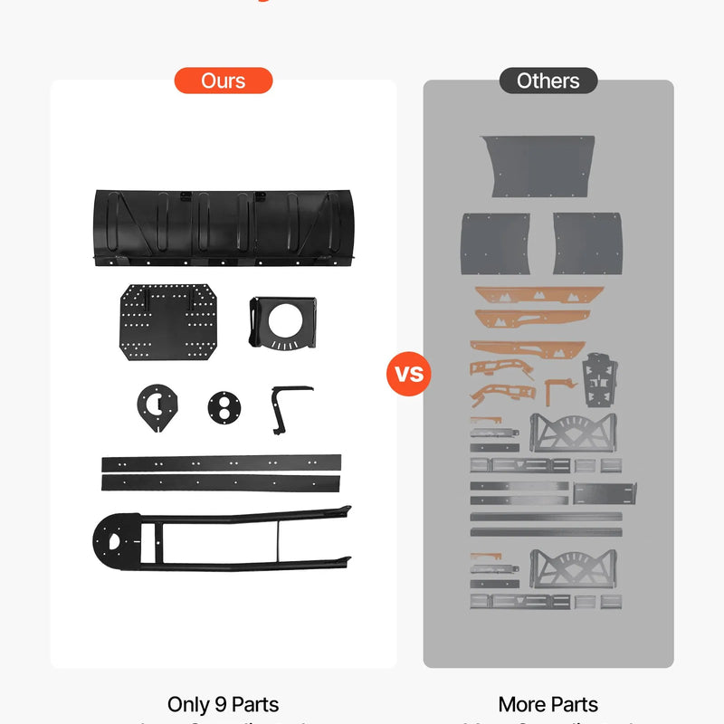 Sniega lāpstas komplekts, universāls 122 cm uzstādāms aprīkojums ar augstuma un sānu regulēšanu, ātri noņemams, tērauda ATV lāpstas asmens, 3 stiprināšanas iespējas, efektīva sniega tīrīšana, piemērots lielākajai daļai ATV un UTV