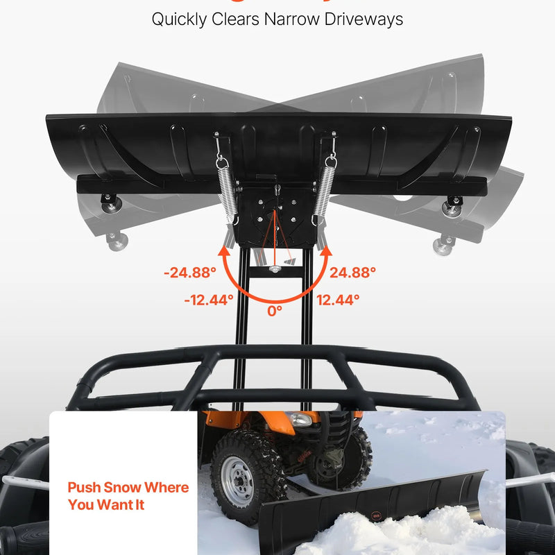 Sniega lāpstas komplekts, universāls 1524 mm uzstādāms aprīkojums ar augstuma un sānu regulēšanu, ātri noņemams, tērauda ATV lāpstas asmens, 3 stiprināšanas iespējas, efektīva sniega tīrīšana, piemērots lielākajai daļai ATV un UTV