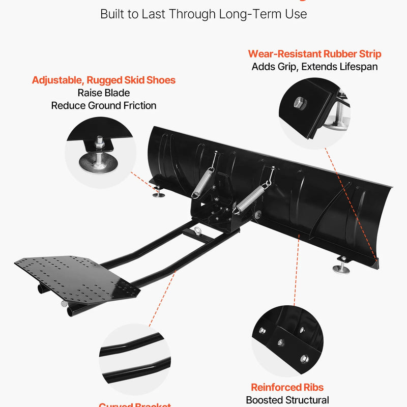 Sniega lāpstas komplekts, universāls 1524 mm uzstādāms aprīkojums ar augstuma un sānu regulēšanu, ātri noņemams, tērauda ATV lāpstas asmens, 3 stiprināšanas iespējas, efektīva sniega tīrīšana, piemērots lielākajai daļai ATV un UTV
