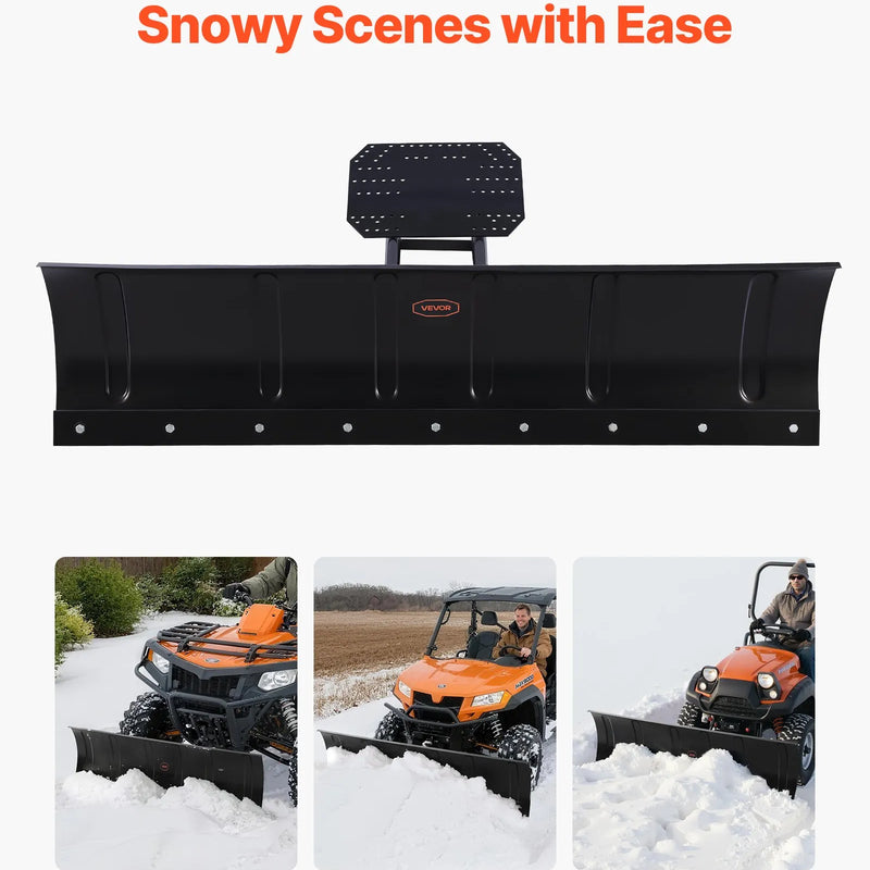 Sniega lāpstas komplekts, universāls 1524 mm uzstādāms aprīkojums ar augstuma un sānu regulēšanu, ātri noņemams, tērauda ATV lāpstas asmens, 3 stiprināšanas iespējas, efektīva sniega tīrīšana, piemērots lielākajai daļai ATV un UTV