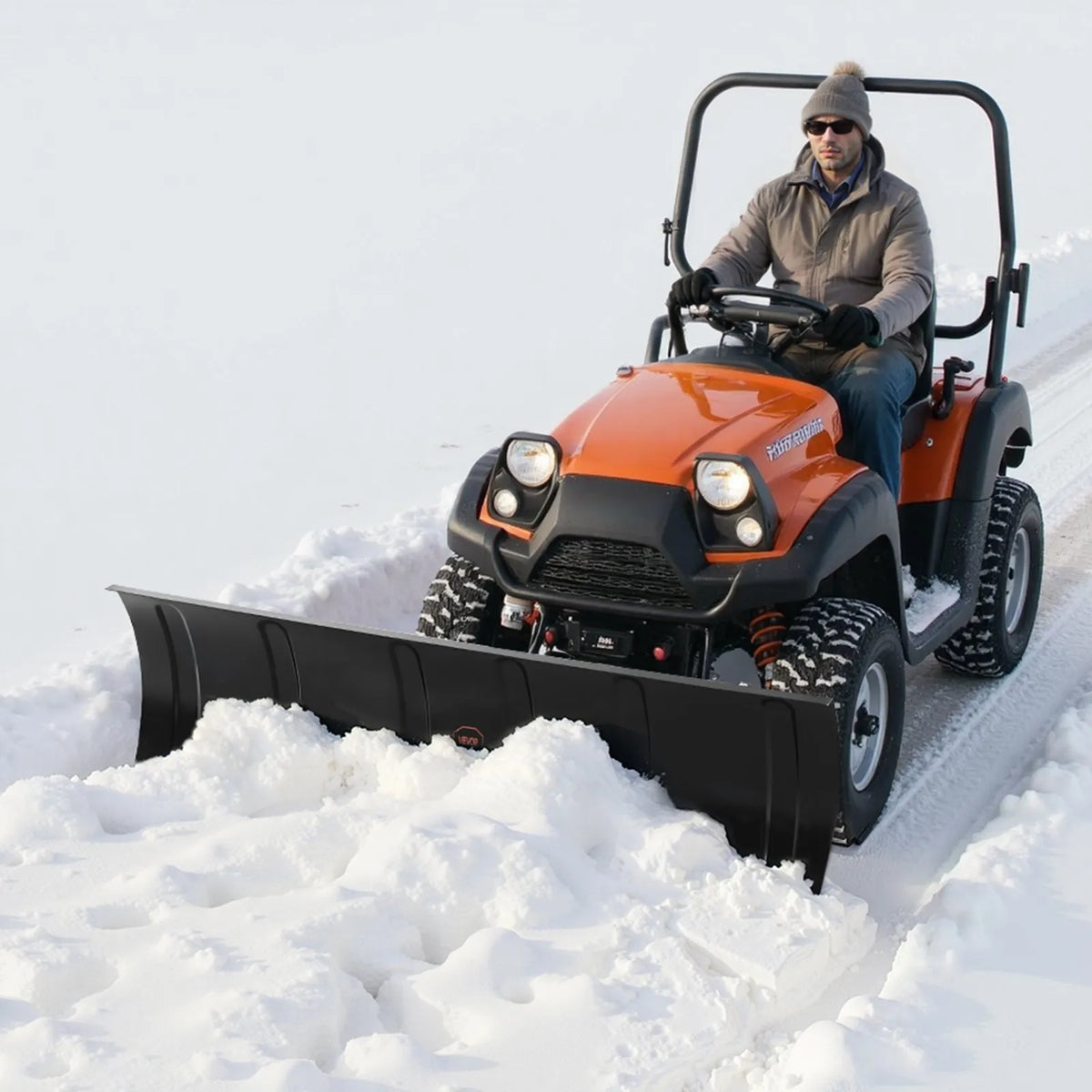 Sniega lāpstas komplekts, universāls 1524 mm uzstādāms aprīkojums ar augstuma un sānu regulēšanu, ātri noņemams, tērauda ATV lāpstas asmens, 3 stiprināšanas iespējas, efektīva sniega tīrīšana, piemērots lielākajai daļai ATV un UTV
