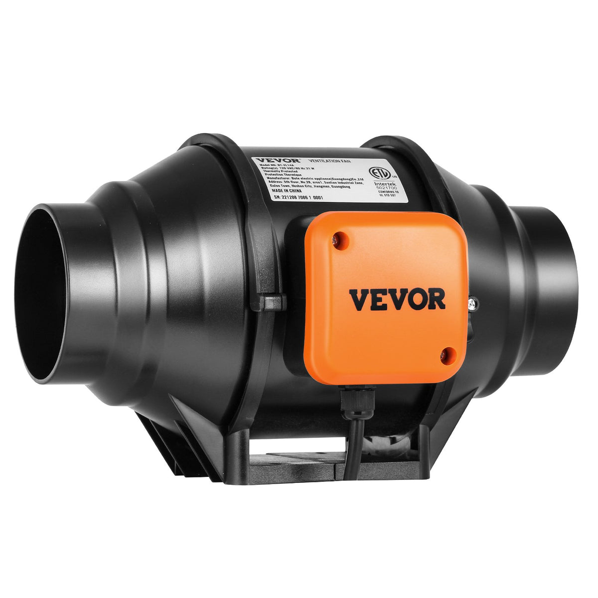 VEVOR 31W Exhaust Duct Fan, Inline Duct Ventilator, Indoor Ventilation Fan