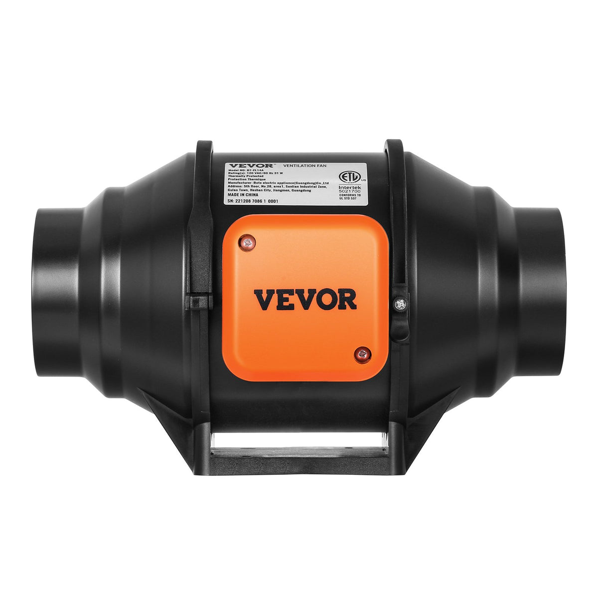 VEVOR 31W Exhaust Duct Fan, Inline Duct Ventilator, Indoor Ventilation Fan