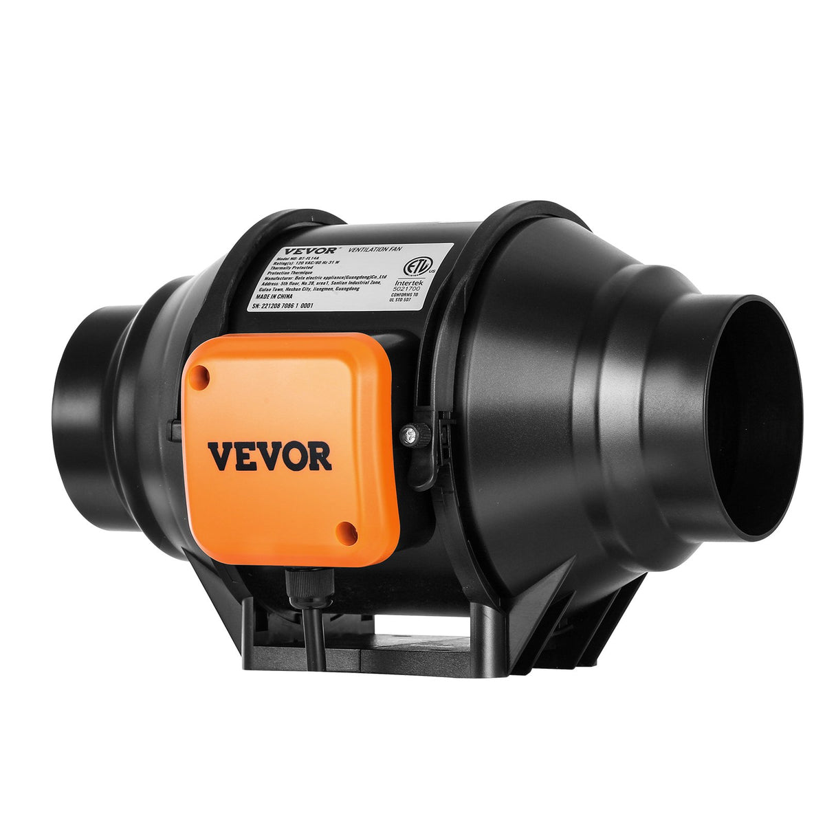 VEVOR 31W Exhaust Duct Fan, Inline Duct Ventilator, Indoor Ventilation Fan