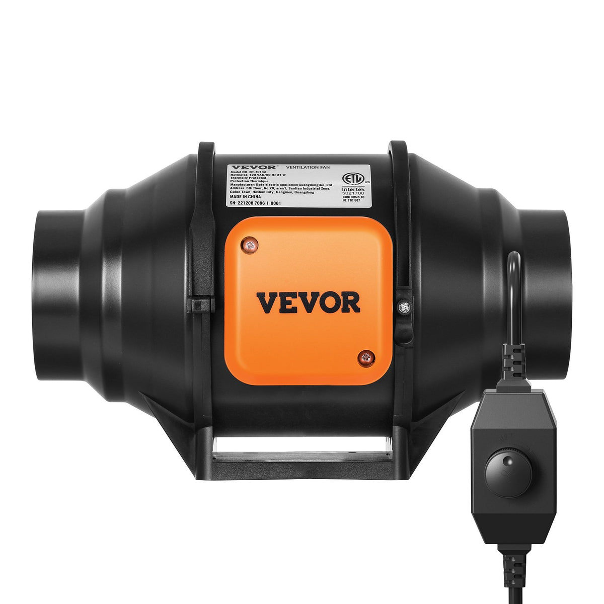 VEVOR 31W Exhaust Duct Fan, Inline Duct Ventilator, Indoor Ventilation Fan