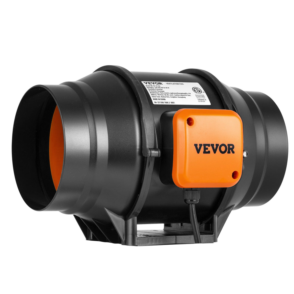 VEVOR 152.4 mm Duct Fan HVAC Exhaust Blower Kit AC Variable Speed Control
