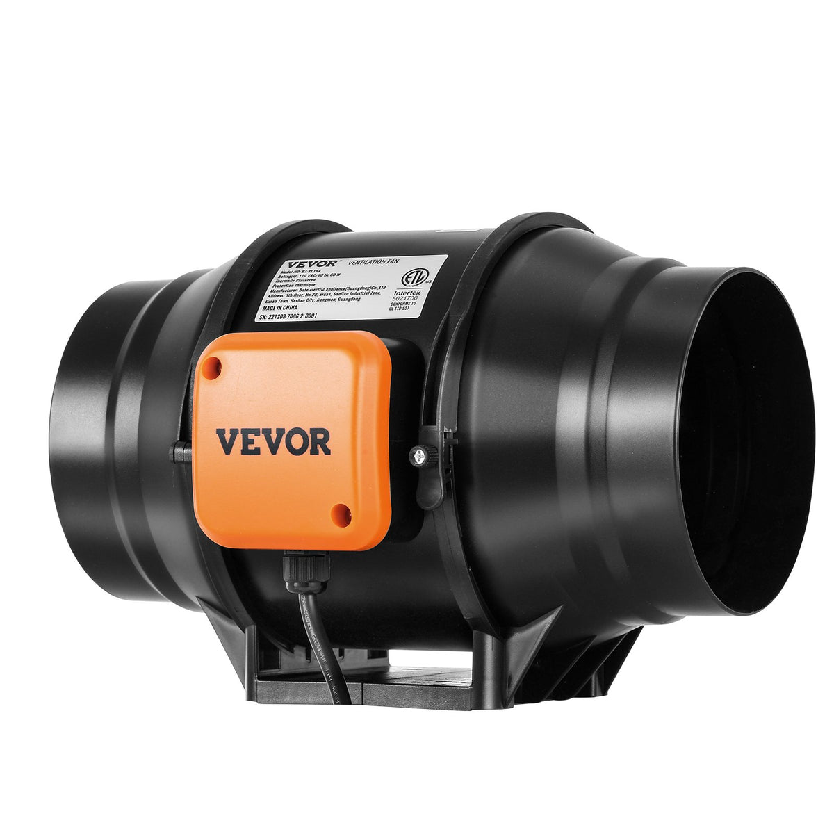 VEVOR 152.4 mm Duct Fan HVAC Exhaust Blower Kit AC Variable Speed Control