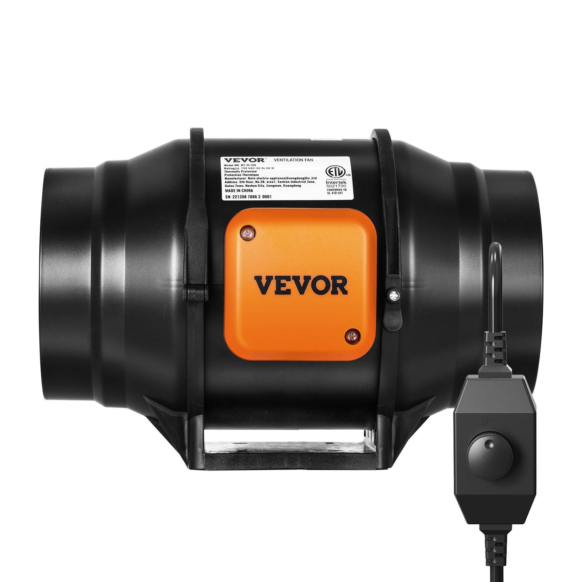 VEVOR 152.4 mm Duct Fan HVAC Exhaust Blower Kit AC Variable Speed Control