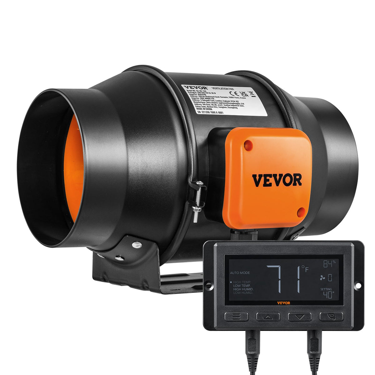 VEVOR 6 Inch Duct Fan HVAC Exhaust Fan Kit with EC Variable Speed Control