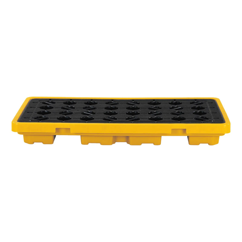VEVOR noplūžu savākšanas palete 2 mucām, 2000 kg, 79,5 l, 1316 × 680 × 150 mm, polietilēna platforma ar drenāžas atveri, dzeltena krāsa