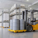 VEVOR noplūžu savākšanas palete 4 mucām, 4000 kg, 117,4 l, 1305 × 1280 × 150 mm, polietilēna platforma ar drenāžas atveri, dzeltena krāsa
