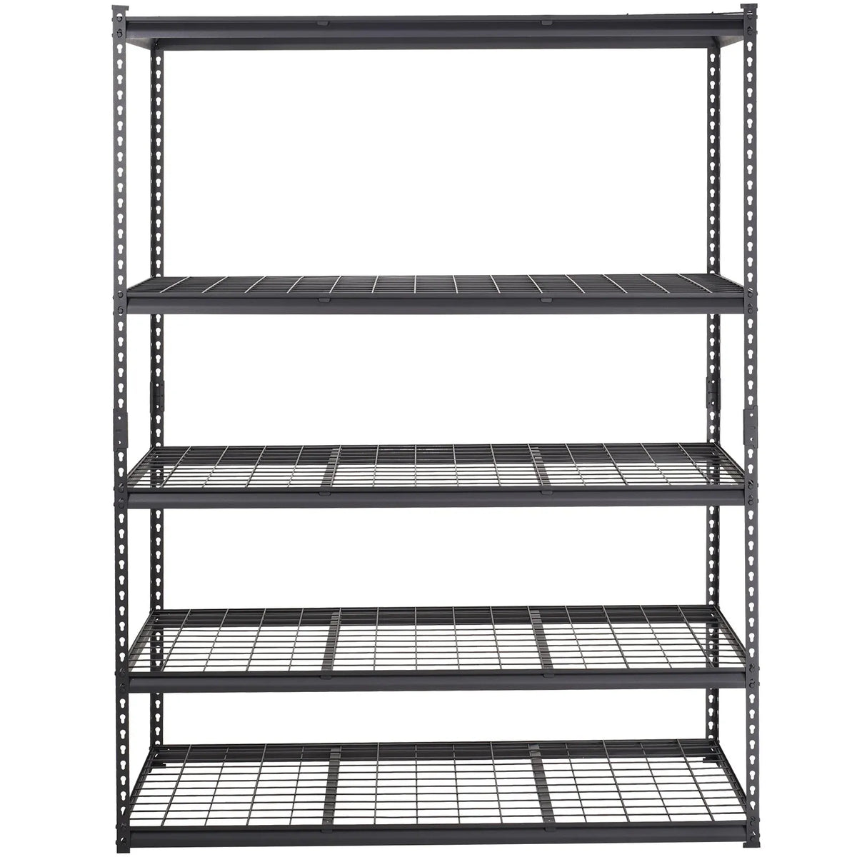 Regulējama 5 līmeņu metāla uzglabāšanas plauktu sistēma, melna, 900 kg, 152 × 61 × 198 cm