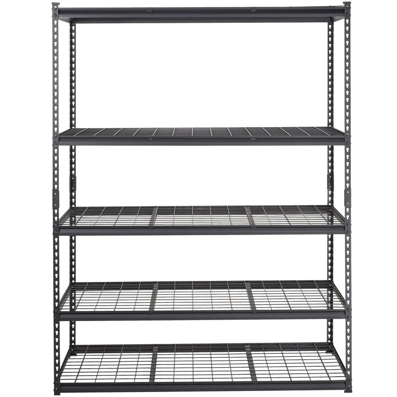 Regulējama 5 līmeņu metāla uzglabāšanas plauktu sistēma, melna, 900 kg, 152 × 61 × 198 cm
