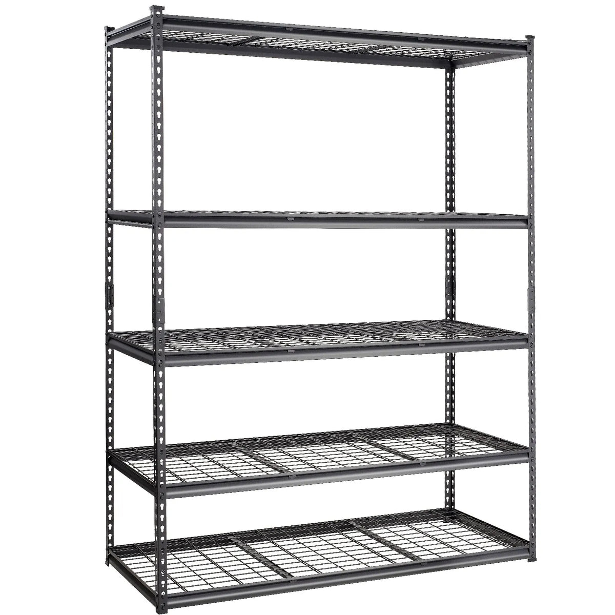 Regulējama 5 līmeņu metāla uzglabāšanas plauktu sistēma, melna, 900 kg, 152 × 61 × 198 cm