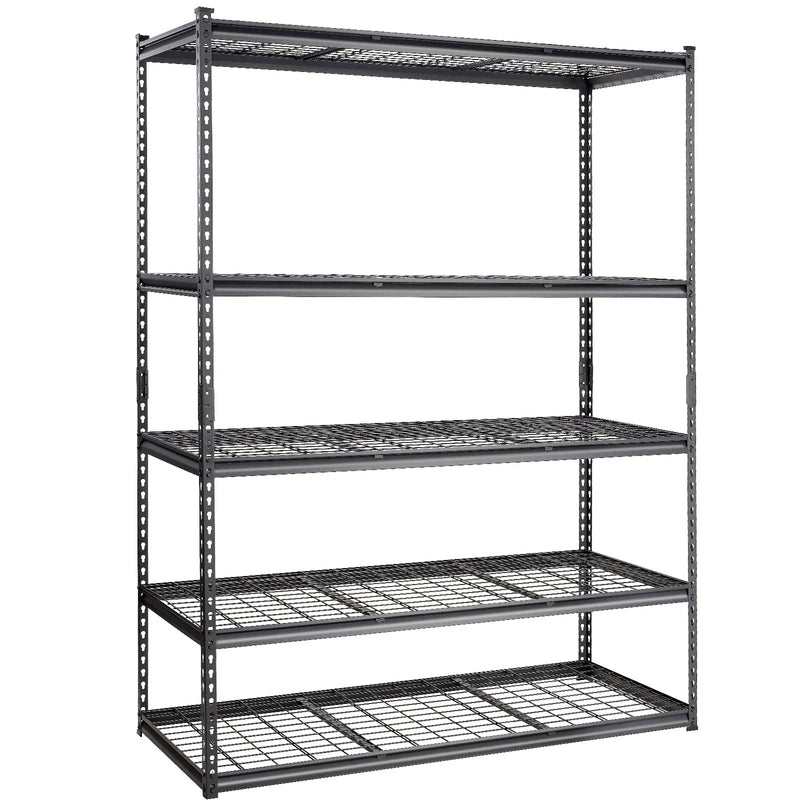 Regulējama 5 līmeņu metāla uzglabāšanas plauktu sistēma, melna, 900 kg, 152 × 61 × 198 cm