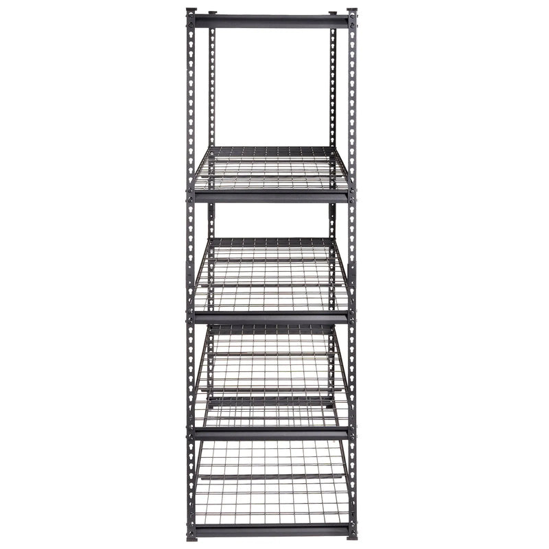 Regulējama 5 līmeņu metāla uzglabāšanas plauktu sistēma, melna, 900 kg, 152 × 61 × 198 cm