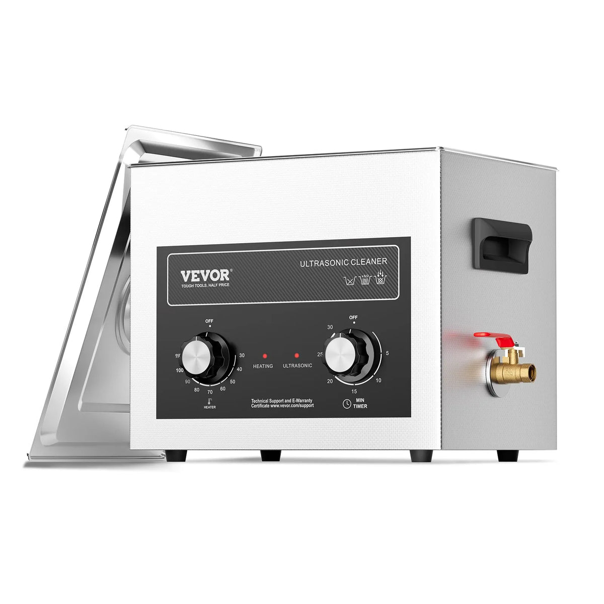 VEVOR 10 L Ultrasonic Cleaner with Heater, Timer and Basket, Professional Digital Cavitation Cleaner, 240 W, for Laboratory Instruments, Metal Parts, Carburettors, Brass, Automotive and Engine Parts