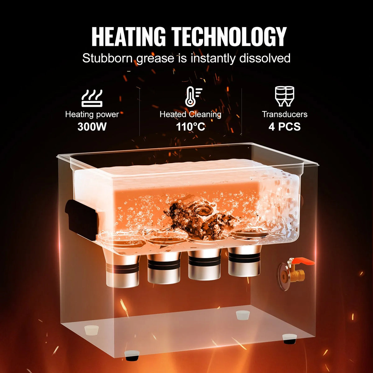 VEVOR 10 L Ultrasonic Cleaner with Heater, Timer and Basket, Professional Digital Cavitation Cleaner, 240 W, for Laboratory Instruments, Metal Parts, Carburettors, Brass, Automotive and Engine Parts
