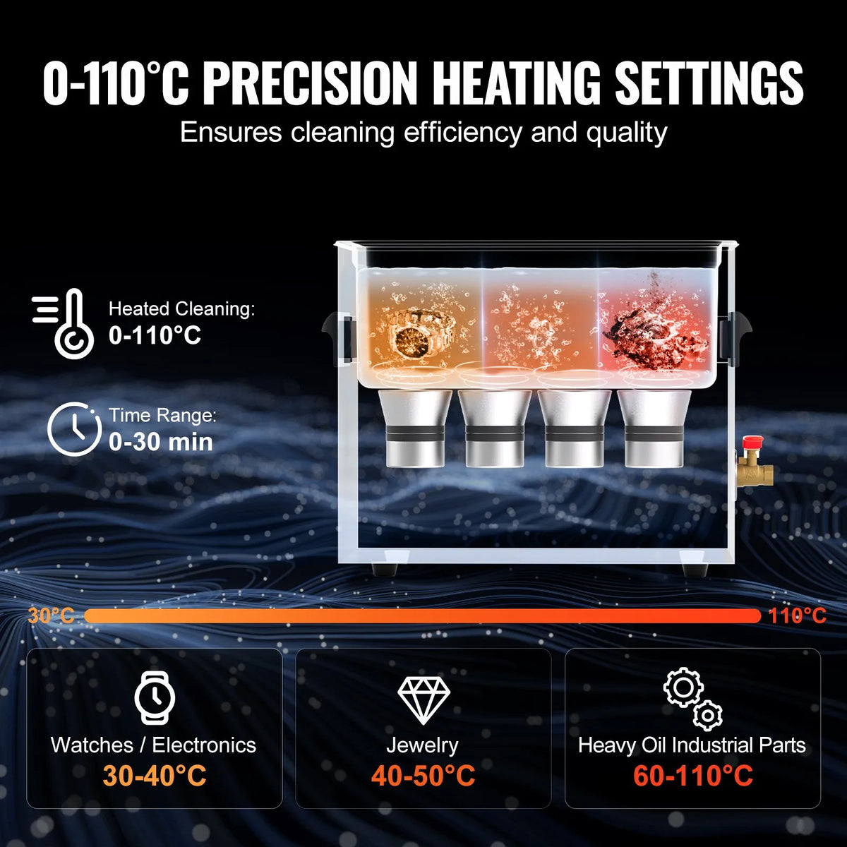 VEVOR 10 L Ultrasonic Cleaner with Heater, Timer and Basket, Professional Digital Cavitation Cleaner, 240 W, for Laboratory Instruments, Metal Parts, Carburettors, Brass, Automotive and Engine Parts