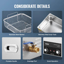 VEVOR ultraskaņas tīrītājs 15 l ar sildītāju, taimeri un grozu, profesionāls digitāls kavitācijas tīrītājs, 360 W, laboratorijas instrumentiem, metāla detaļām, karburatoriem, misiņam, automobiļu un dzinēju detaļām