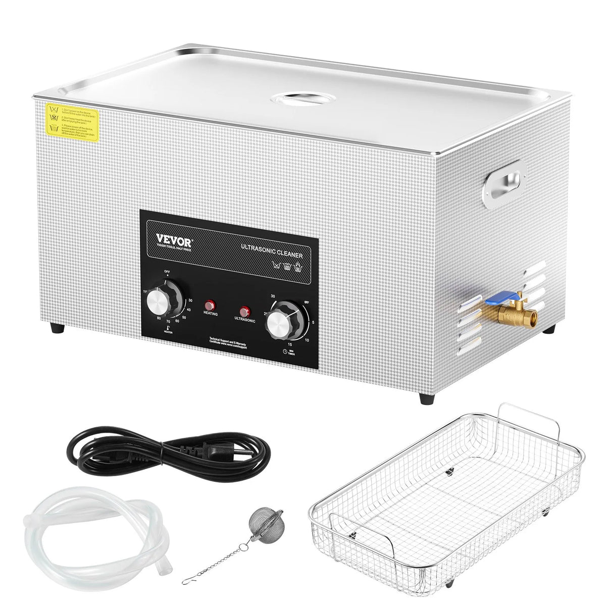 VEVOR 22 l ultraskaņas tīrītājs ar sildītāju, taimeri un grozu, profesionāls digitāls kavitācijas tīrīšanas iekārta, 480 W, laboratorijas instrumentiem, metāla detaļām, karburatoriem, misiņam, automobiļu un dzinēju detaļām