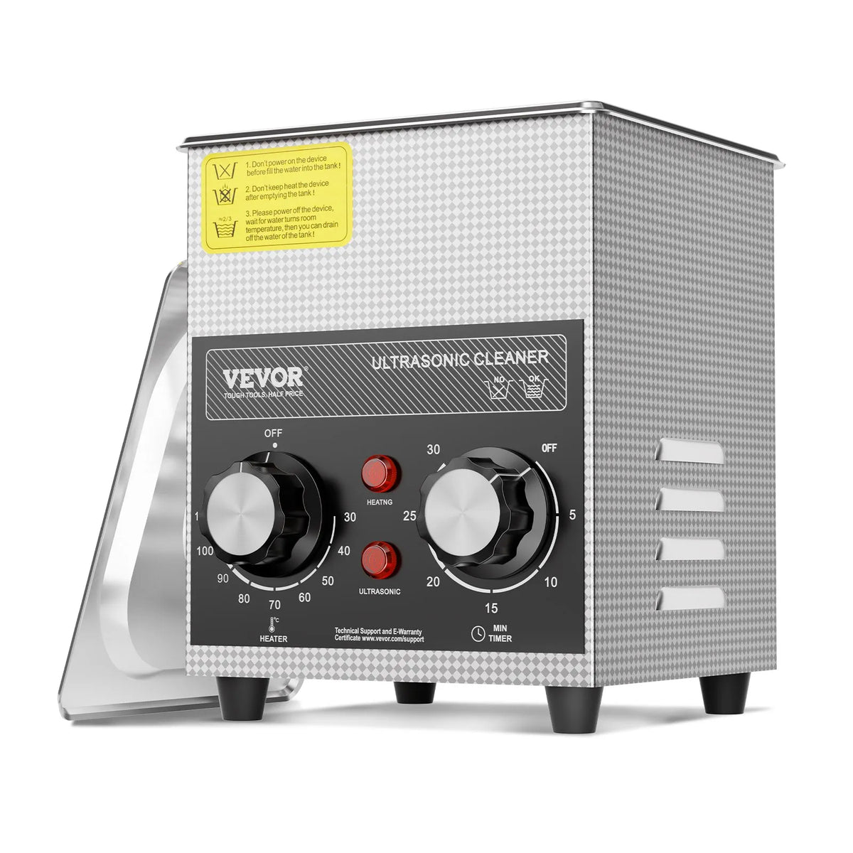 VEVOR Ultrasonic Cleaner 2 L with Heater, Timer and Basket, Professional Digital Cavitation Cleaner, 60 W, for Watches, Instruments, Glasses, Coins, Metal Parts and Tools
