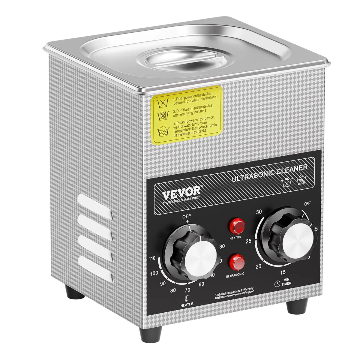 VEVOR Ultrasonic Cleaner 2 L with Heater, Timer and Basket, Professional Digital Cavitation Cleaner, 60 W, for Watches, Instruments, Glasses, Coins, Metal Parts and Tools