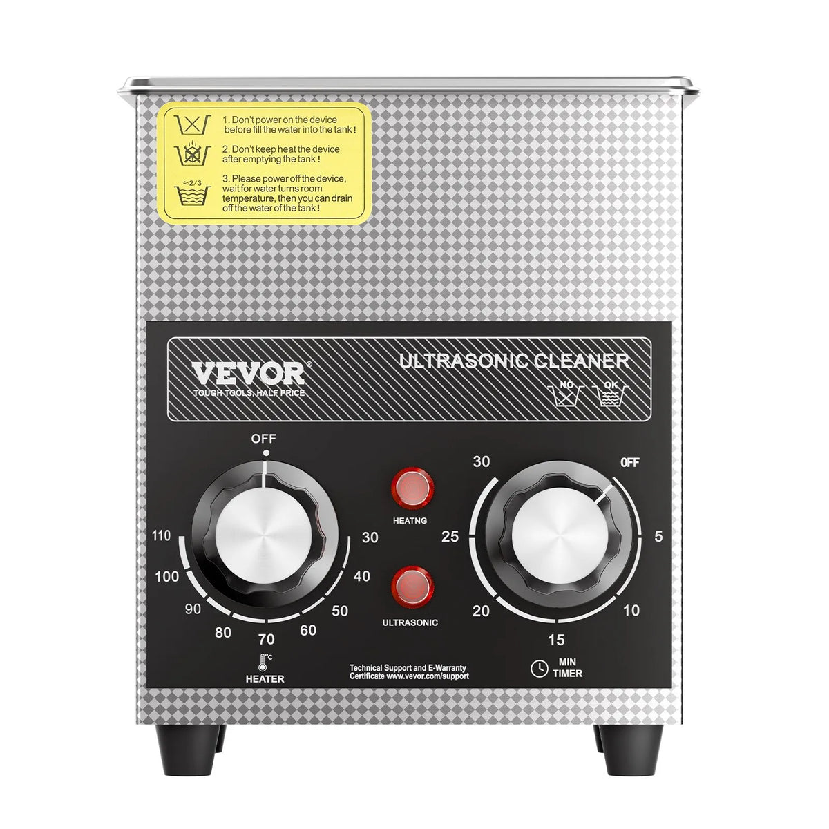 VEVOR Ultrasonic Cleaner 2 L with Heater, Timer and Basket, Professional Digital Cavitation Cleaner, 60 W, for Watches, Instruments, Glasses, Coins, Metal Parts and Tools