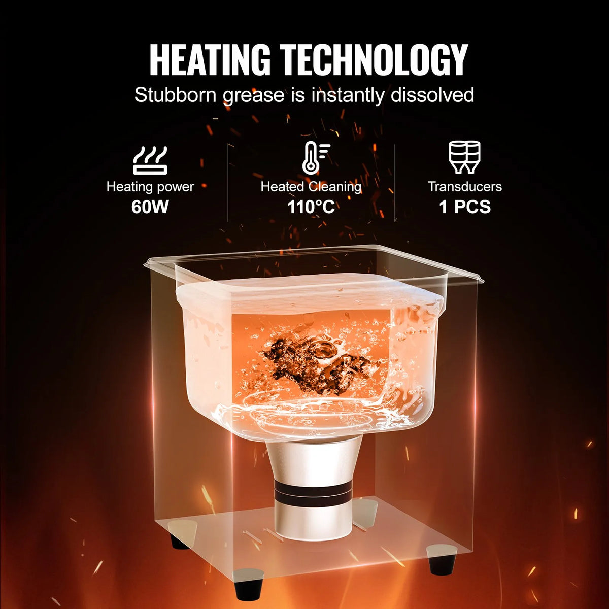 VEVOR Ultrasonic Cleaner 2 L with Heater, Timer and Basket, Professional Digital Cavitation Cleaner, 60 W, for Watches, Instruments, Glasses, Coins, Metal Parts and Tools
