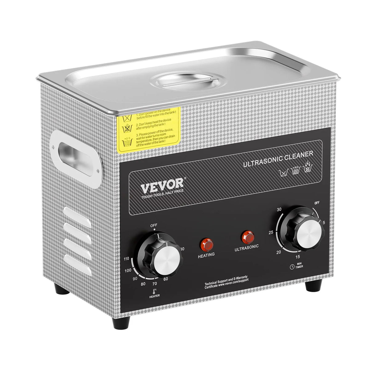 VEVOR 3 L Ultrasonic Cleaner with Heater, Timer and Basket, Professional Digital Sonic Cavitation Machine with 120 W Cleaning Power for Watch Mechanisms, Glasses, Coins, Metal Parts and Tools