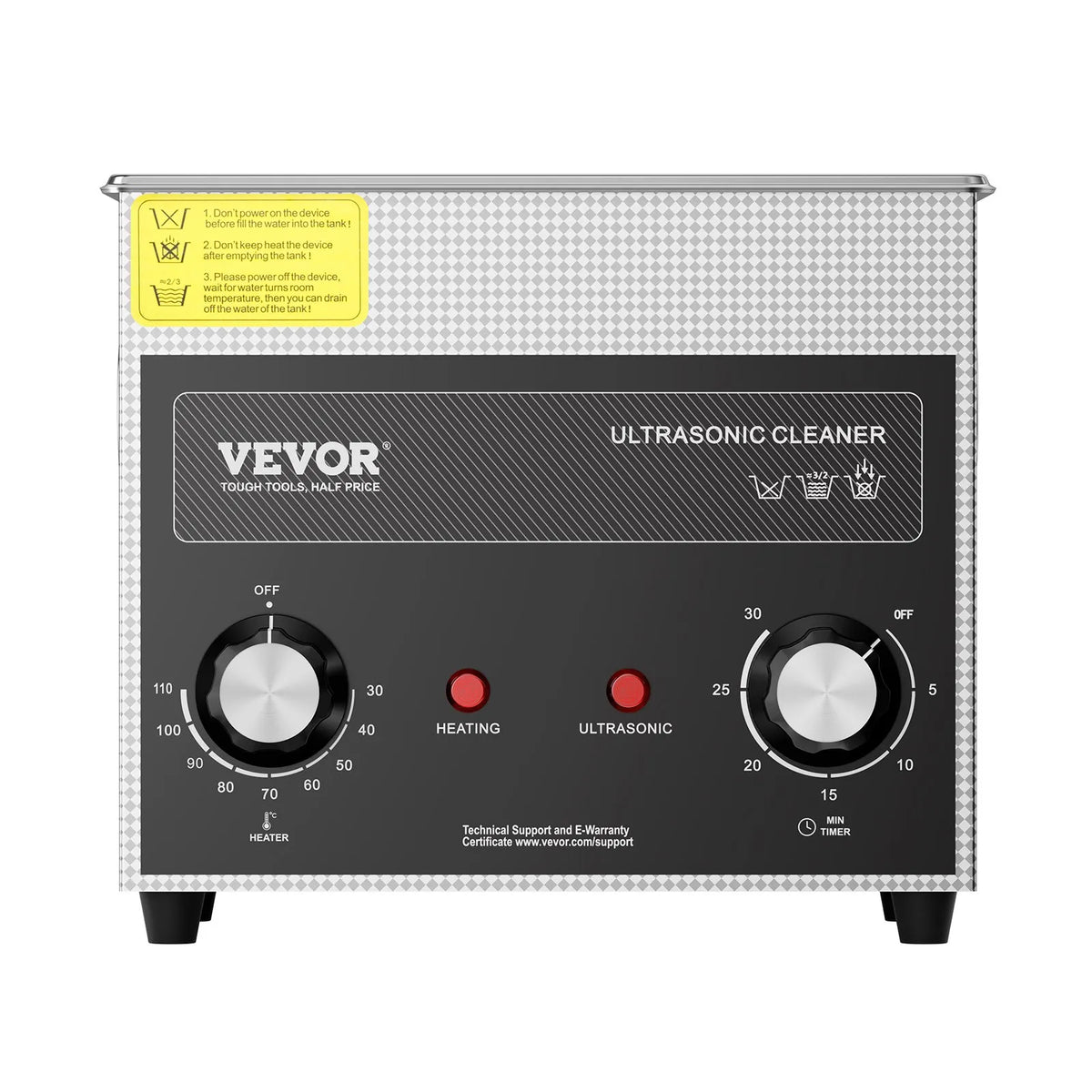 VEVOR 3 L Ultrasonic Cleaner with Heater, Timer and Basket, Professional Digital Sonic Cavitation Machine with 120 W Cleaning Power for Watch Mechanisms, Glasses, Coins, Metal Parts and Tools