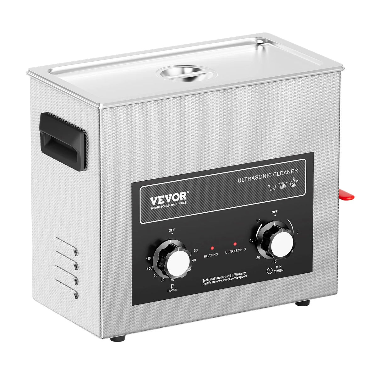 VEVOR Ultrasonic Cleaner 6 L with Heater, Timer and Basket, Professional Digital Cavitation Cleaner, 180 W, for Watches, Instruments, Glasses, Coins, Metal Parts and Tools