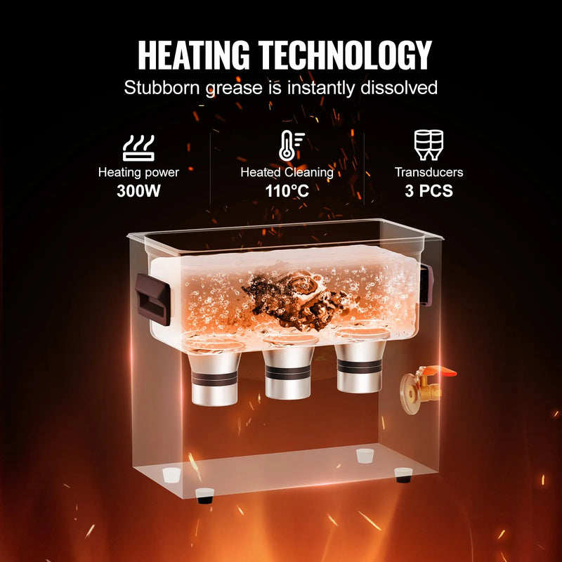 VEVOR ultraskaņas tīrītājs 6 l ar sildītāju, taimeri un grozu, profesionāls digitāls kavitācijas tīrītājs, 180 W, pulksteņu instrumentiem, brillēm, monētām, metāla detaļām un instrumentiem