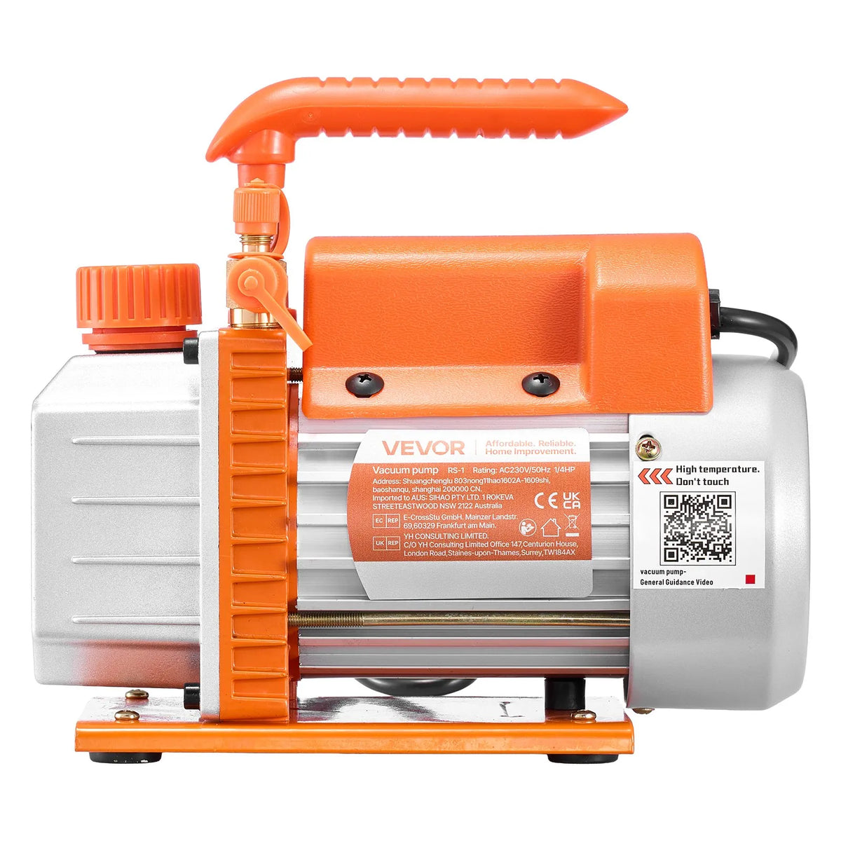 VEVOR Vacuum Pump 99 l/min, Single-Stage Rotary Vane HVAC Air Conditioning Vacuum Pump for R134a, R22 and R410a Systems, 4-Pole Motor, for Car Air Conditioner Maintenance and Resin Degassing, with Oil Kit Included