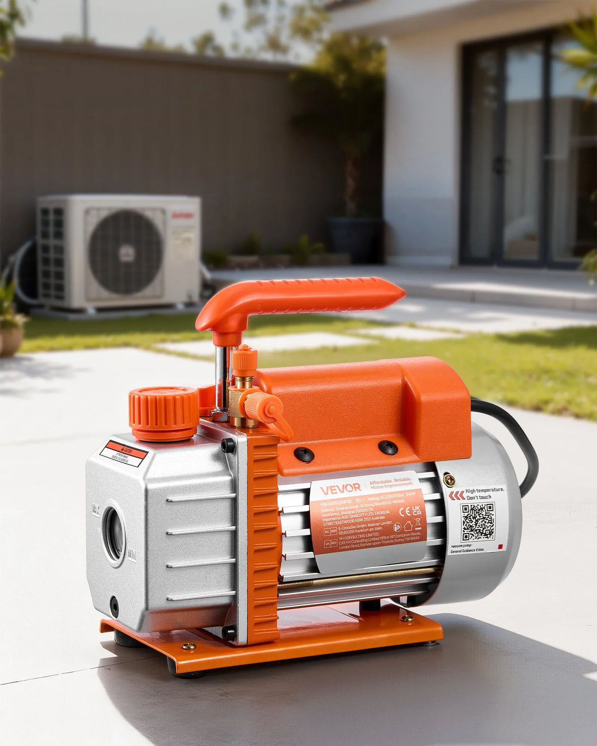 VEVOR Vacuum Pump 99 l/min, Single-Stage Rotary Vane HVAC Air Conditioning Vacuum Pump for R134a, R22 and R410a Systems, 4-Pole Motor, for Car Air Conditioner Maintenance and Resin Degassing, with Oil Kit Included