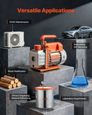 VEVOR vakuumsūknis 99 l/min, vienpakāpes rotācijas lāpstiņu HVAC gaisa kondicionēšanas vakuumsūknis R134a, R22 un R410a sistēmām, 4 polu motors, automobiļu kondicionieru apkopei un sveķu degazēšanai, ar eļļu komplektā