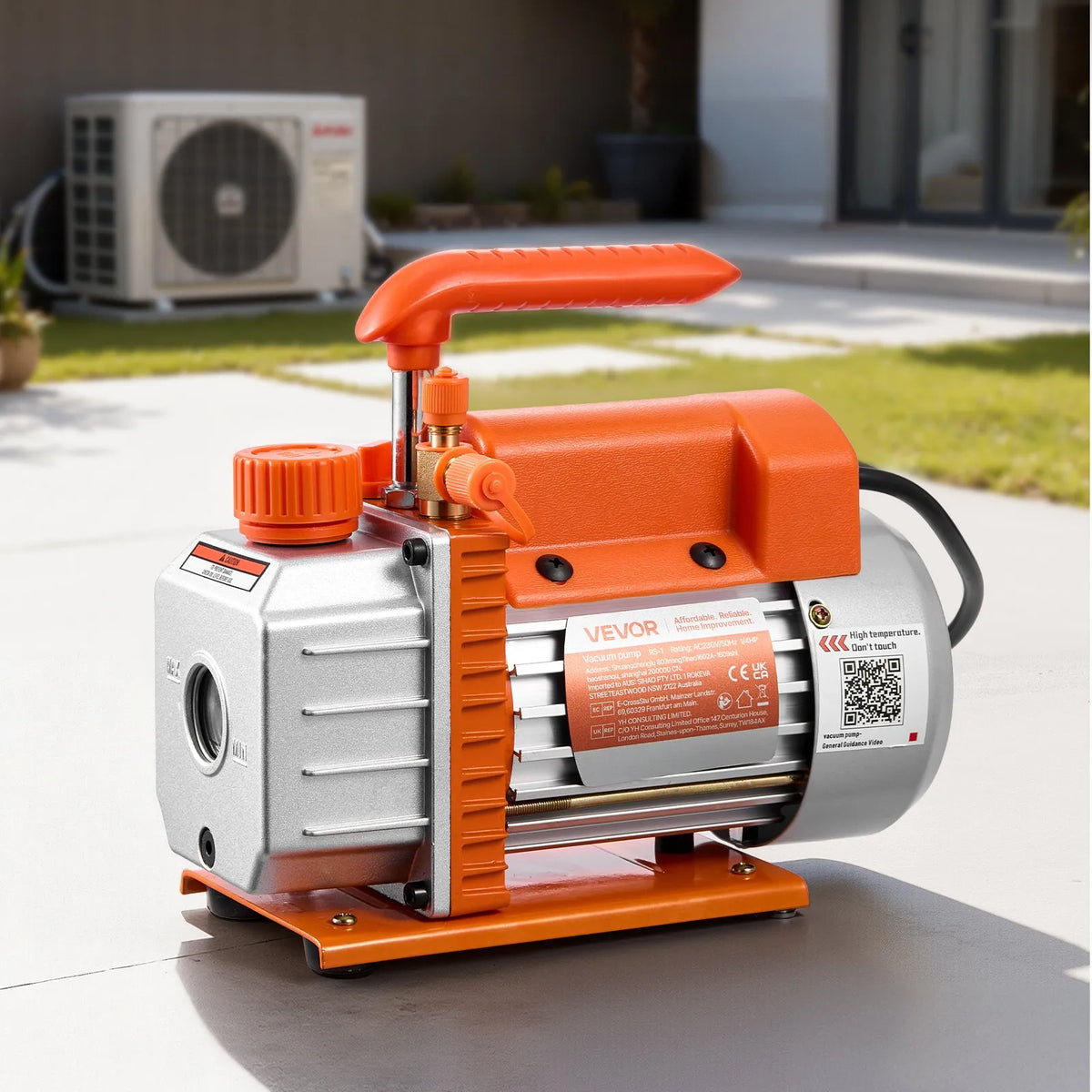 VEVOR Vacuum Pump 99 l/min, Single-Stage Rotary Vane HVAC Air Conditioning Vacuum Pump for R134a, R22 and R410a Systems, 4-Pole Motor, for Car Air Conditioner Maintenance and Resin Degassing, with Oil Kit Included