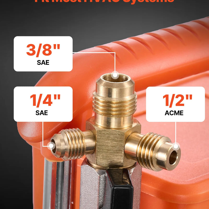 VEVOR vakuumsūknis 142 l/min, divpakāpju rotācijas lāpstiņu HVAC gaisa kondicionēšanas vakuumsūknis R134a, R22 un R410a sistēmām, 4 polu motors, automobiļu kondicionieru apkopei un sveķu degazēšanai, ar eļļu komplektā