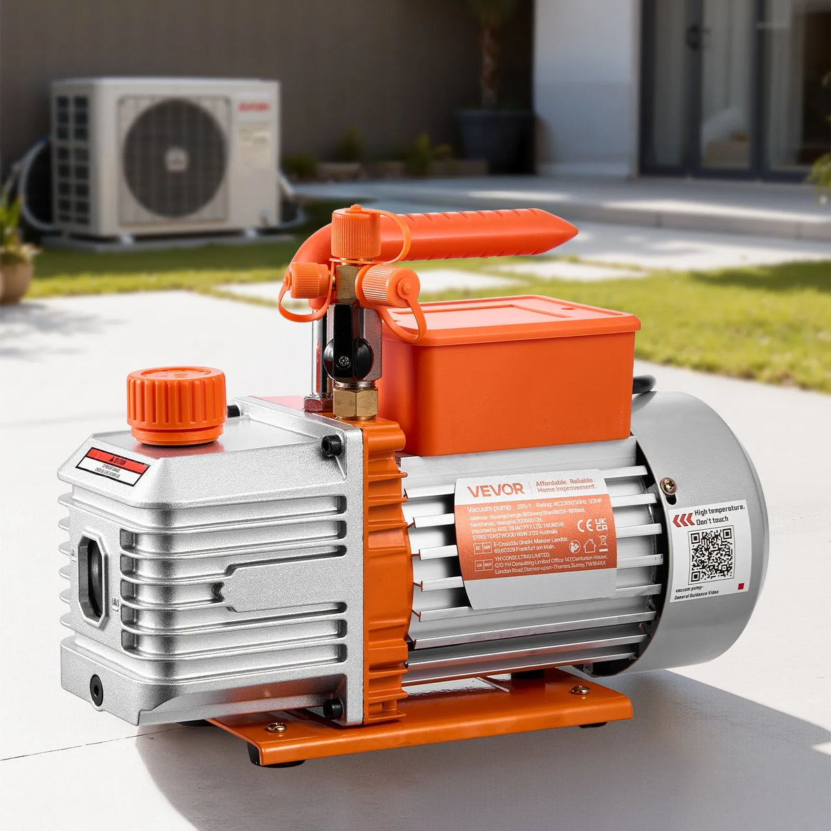 VEVOR Vacuum Pump 142 l/min, Two-Stage Rotary Vane HVAC Air Conditioning Vacuum Pump for R134a, R22 and R410a Systems, 4-Pole Motor, for Car Air Conditioner Maintenance and Resin Degassing, with Oil Kit Included
