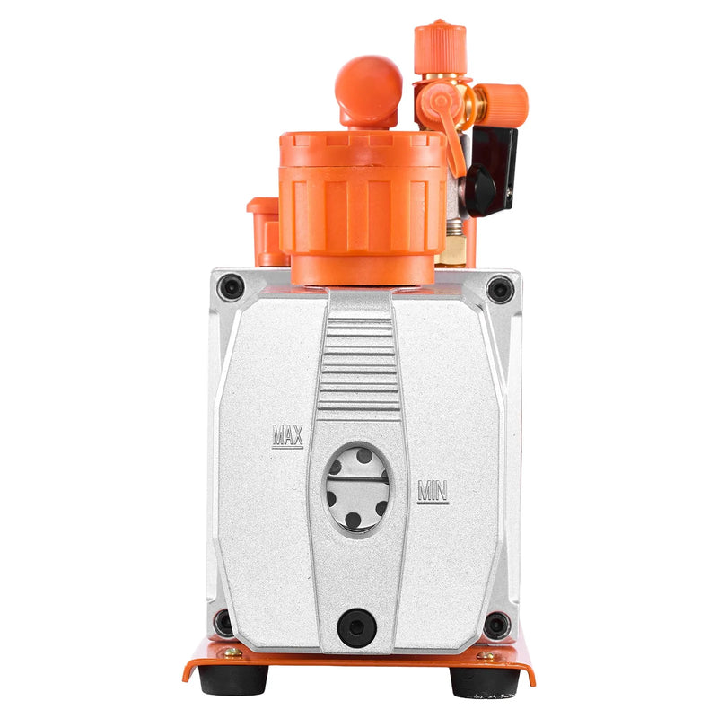 VEVOR vakuuma sūknis 198 l/min, divpakāpju rotācijas lāpstiņu HVAC AC vakuuma sūknis ar 4 polu motoru, piemērots R134a, R22, R410a, R1234yf un R32 sistēmām, komplektā vakuuma eļļa, automobiļu kondicionieru apkopei un sveķu degazēšanai