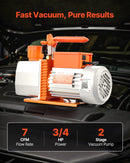 VEVOR vakuuma sūknis 198 l/min, divpakāpju rotācijas lāpstiņu HVAC AC vakuuma sūknis ar 4 polu motoru, piemērots R134a, R22, R410a, R1234yf un R32 sistēmām, komplektā vakuuma eļļa, automobiļu kondicionieru apkopei un sveķu degazēšanai