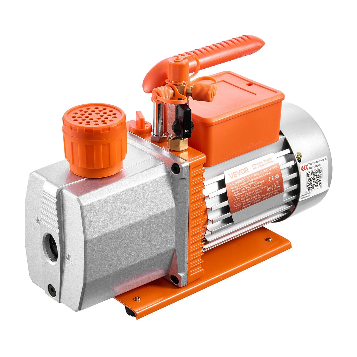 VEVOR Vacuum Pump 198 l/min, Two-Stage Rotary Vane HVAC AC Vacuum Pump with 4-Pole Motor, Suitable for R134a, R22, R410a, R1234yf and R32 Systems, Includes Vacuum Oil, for Car Air Conditioning Maintenance and Resin Degassing
