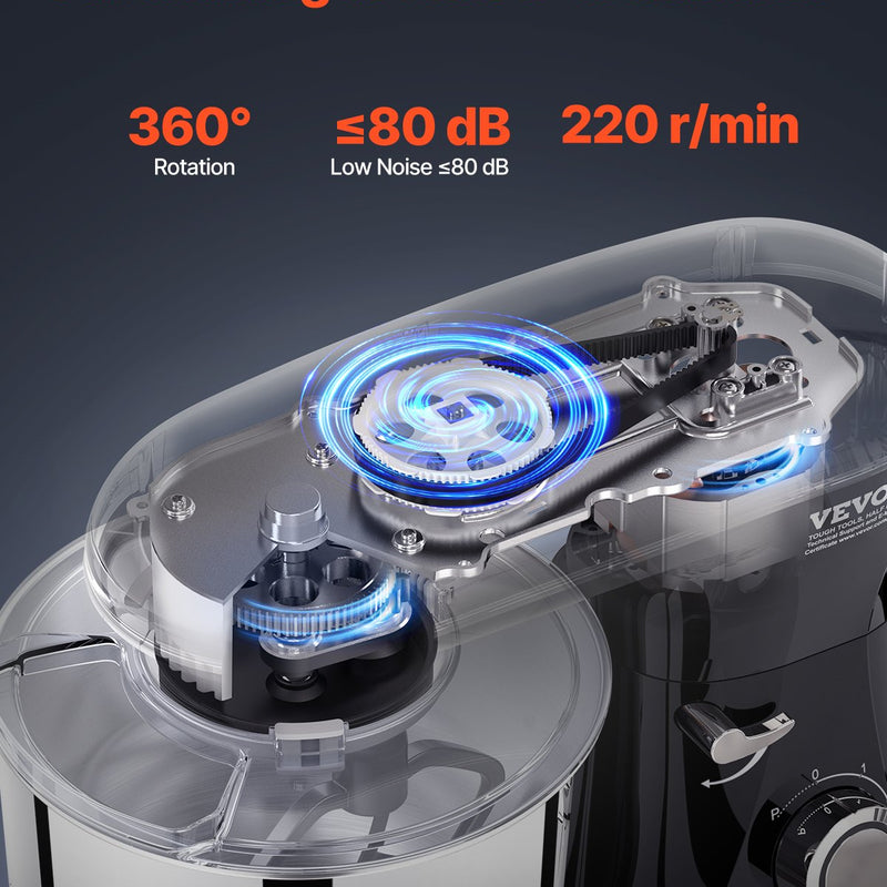 VEVOR 6L elektriskais virtuves mikseris, 1400W, 6+P ātrumi, mīklas maisītājs un putotājs