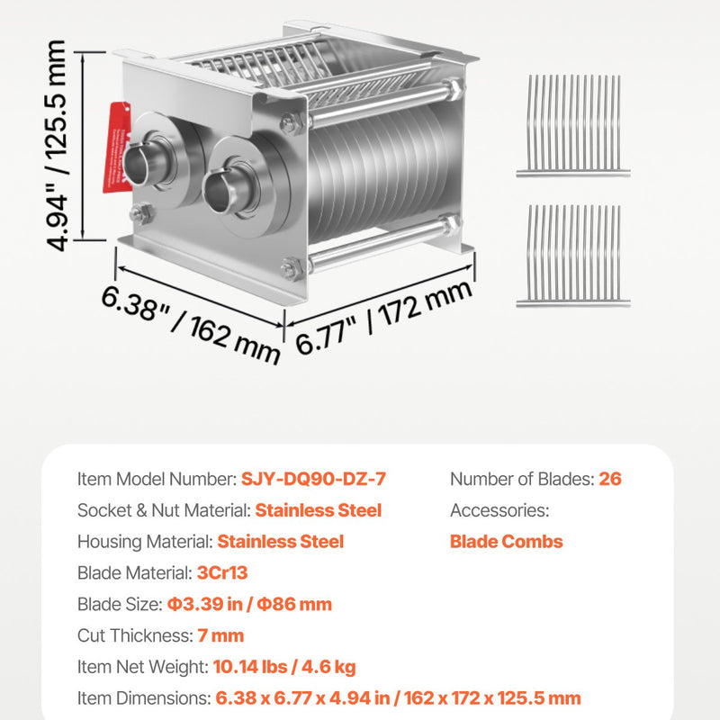 VEVOR gaļas griešanas mašīnas asmens 7 mm nerūsējošā tērauda SJY-DQ90 gaļas slīpētājam