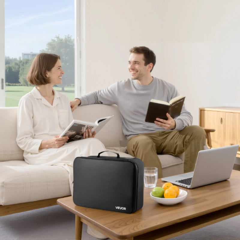 VEVOR ugunsdrošs dokumentu seifs, karstumizturīgs līdz 1000 ℃, uguns- un ūdensdrošs ar slēdzeni, pārnēsājams daudzslāņu failu uzglabāšanas organizators mājām, birojam vai ceļojumiem, piemērots pasēm, svarīgiem dokumentiem un failiem